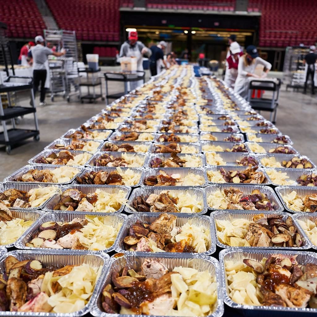 multiple food trays